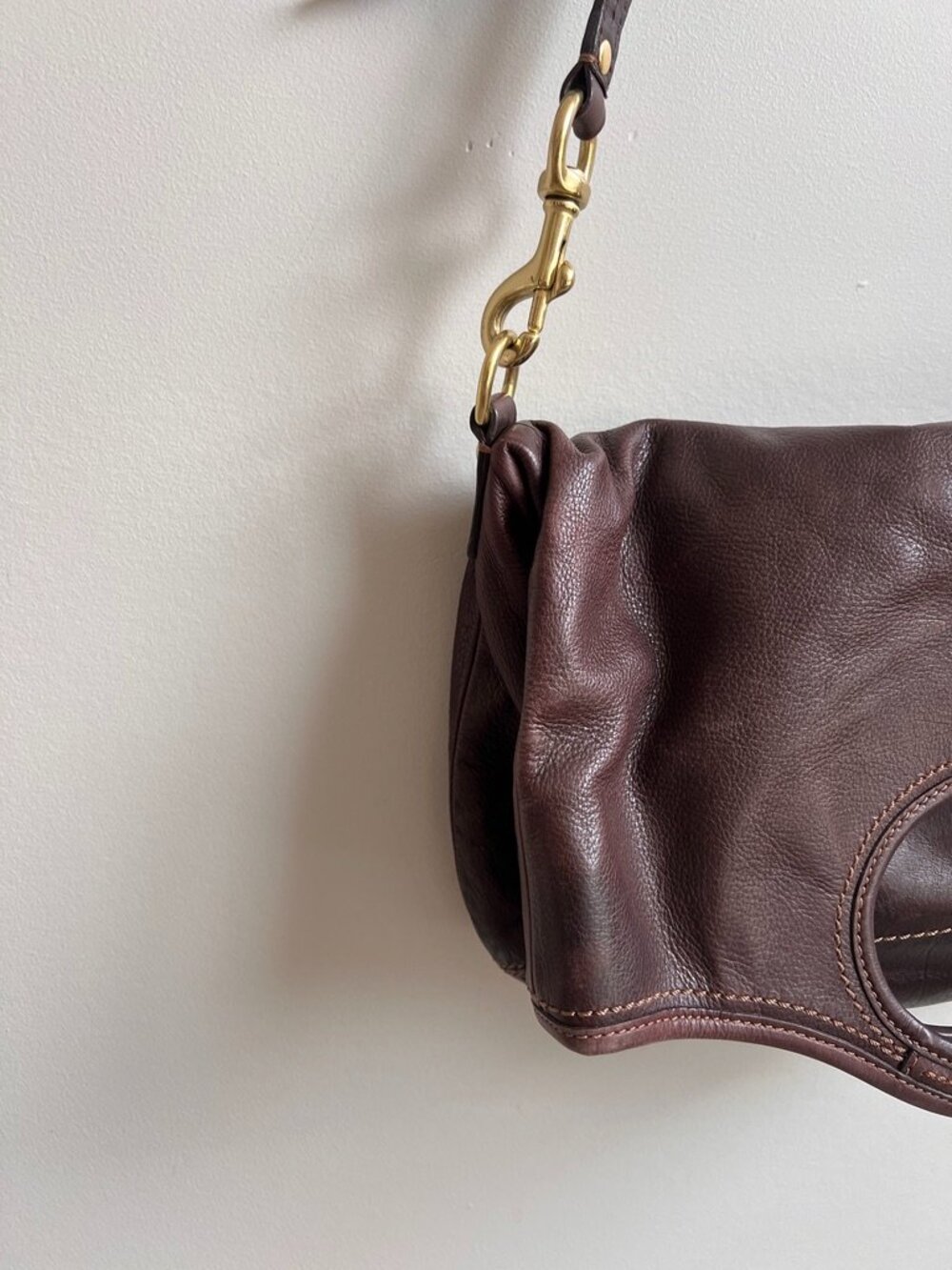 Coach Brown Leather Convertible Shoulder Bag Tote | Pink Lining | Brass Hardware - Picture 4 of 16